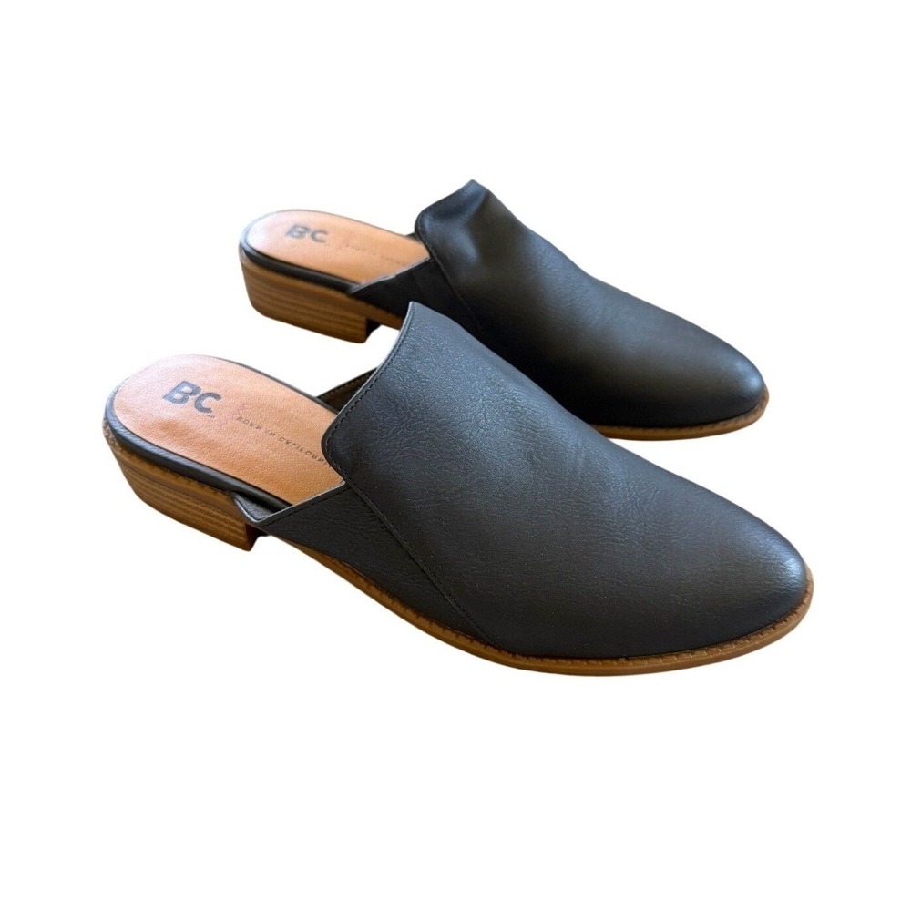 BC Born in California Anthropologie Womens Size 6 Vegan Leather Slip On Mules